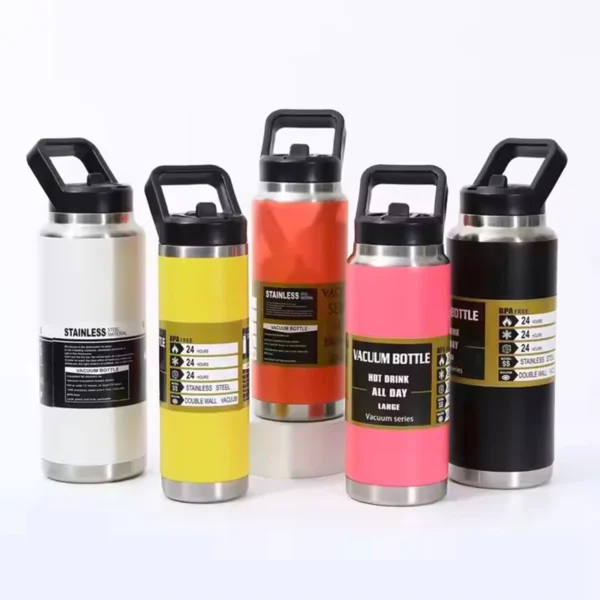 Outdoor Sport 27oz Stainless Steel Straw Water Bottle Flask 800ml Large Capacity Vacuum Water Bottle