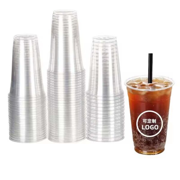Disposable PET Plastic Single Wall Cups for Party 12oz Capacity Transparent for Cold Beverages & Smoothies