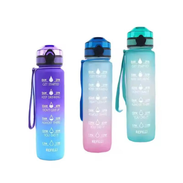 Custom Logo 32oz Gradient Effect Gym Water Bottles Lockable Flip Top Lid Fitness Cups 1000ml Capacity Bottle Sport