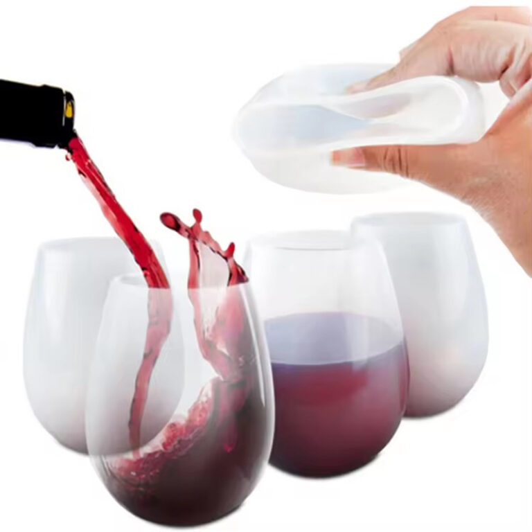 Customized logo Silicone Wine Glasses