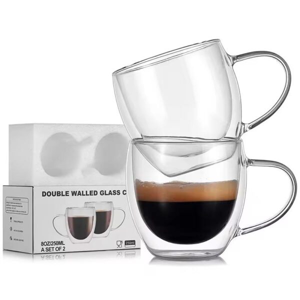 Beer Tumbler Mug Tea Whiskey Mugs Double Wall Glass Cup Beer Coffee Cup Set Transparent Minimalist Color Box 50 Sets for 2 Users